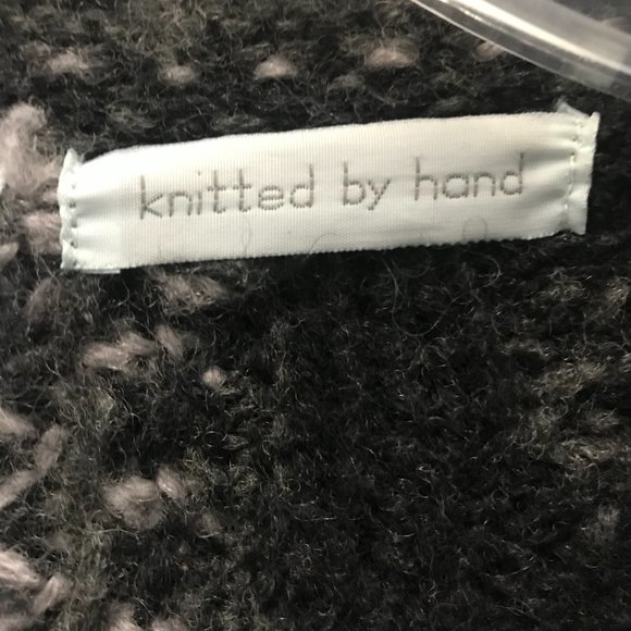 NOMADIC TRADERS Cardigan Sweater Full Zip Black Wool Fair Isle By Hand Size M - Picture 4 of 11